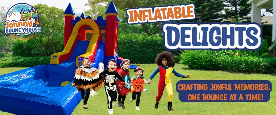 the kids are happy playing on the inflatable pool