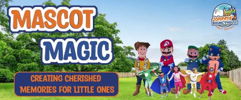 the mascot are playing with the kids